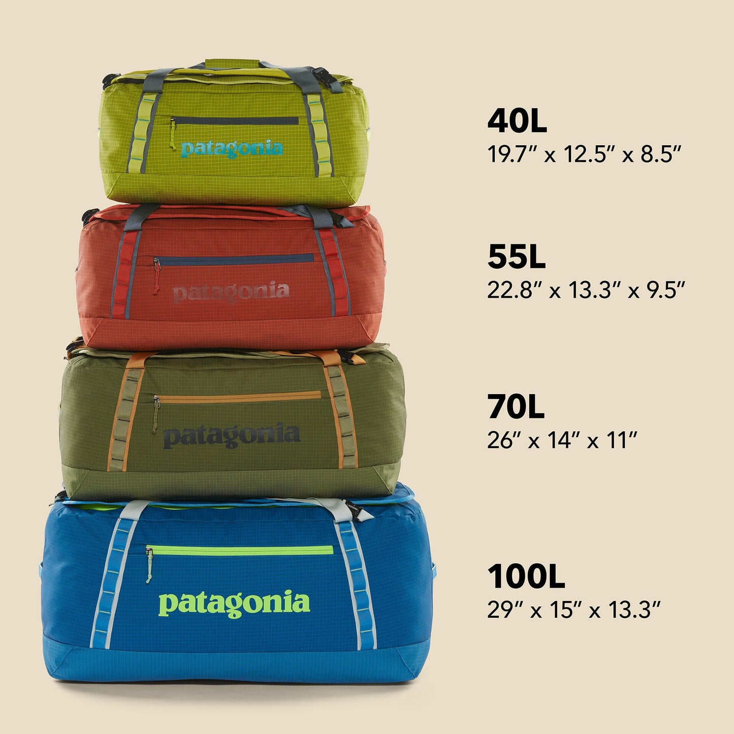Sac de voyage 40L en polyester recyclé | vert "black hole duffel 40l nouveau green"