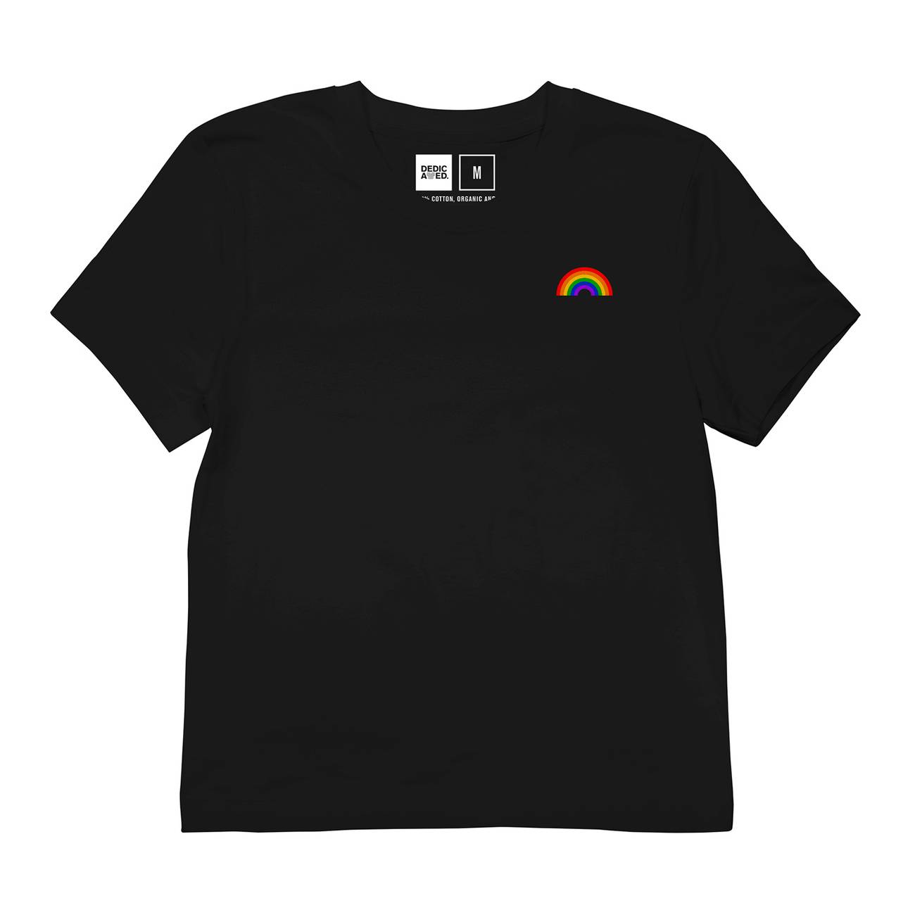 T-shirt noir motif arc-en-ciel en coton bio - rainbow