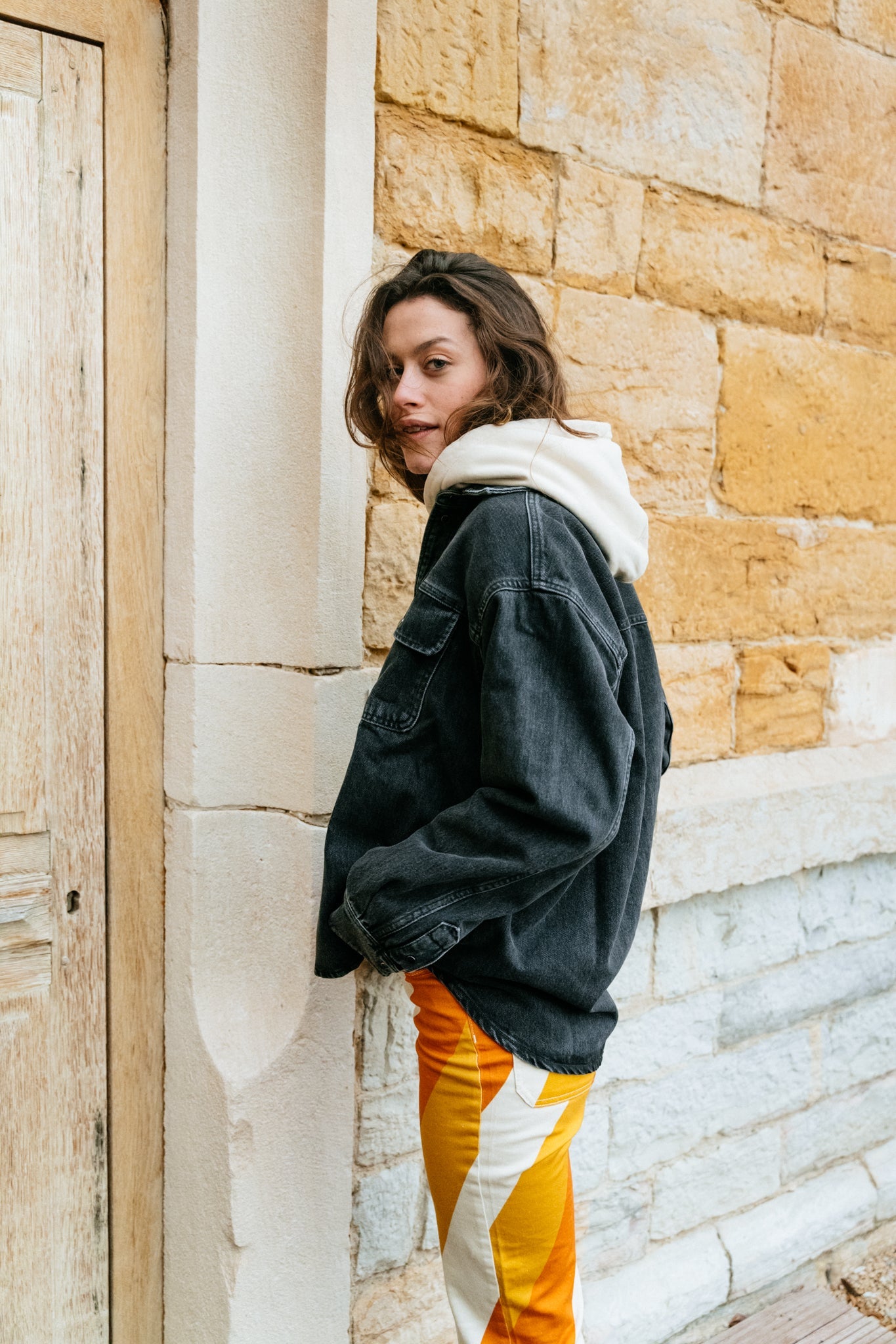 Veste en jean noire en coton bio - ellen overshirt black blizzard