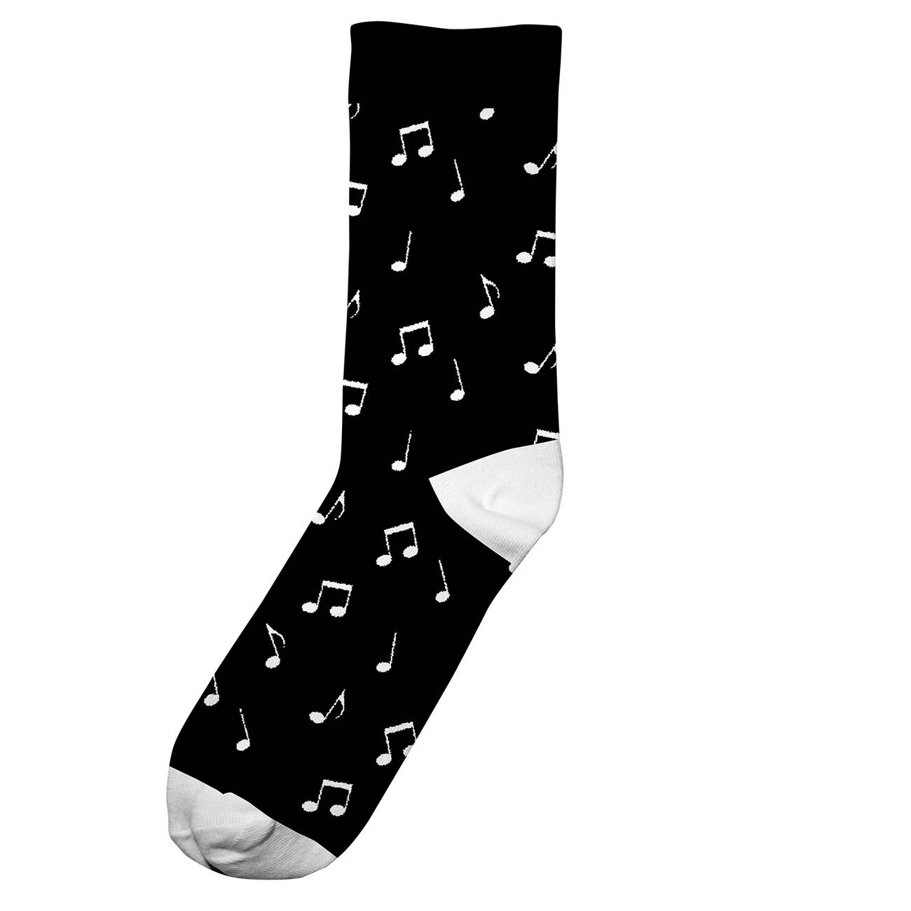 Chaussettes hautes noires motifs notes en coton bio