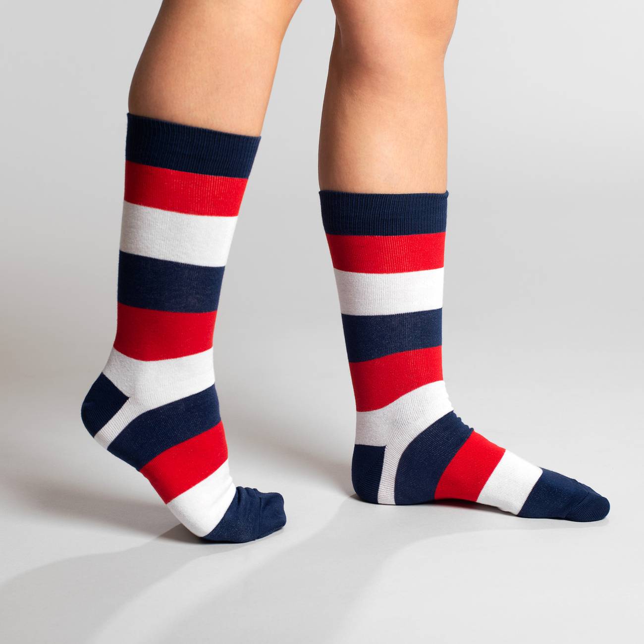 Chaussettes hautes rayées en coton bio
