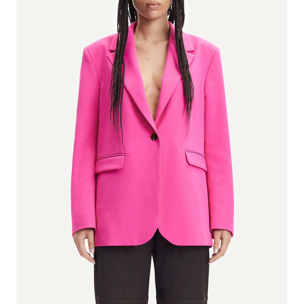 Blazer rose en ecovero et matière recyclée - haven blazer fandango pink