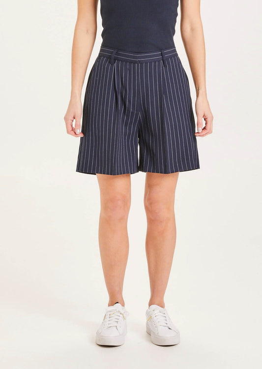 Short large à rayures bleu nuit en matière recyclée - Posey