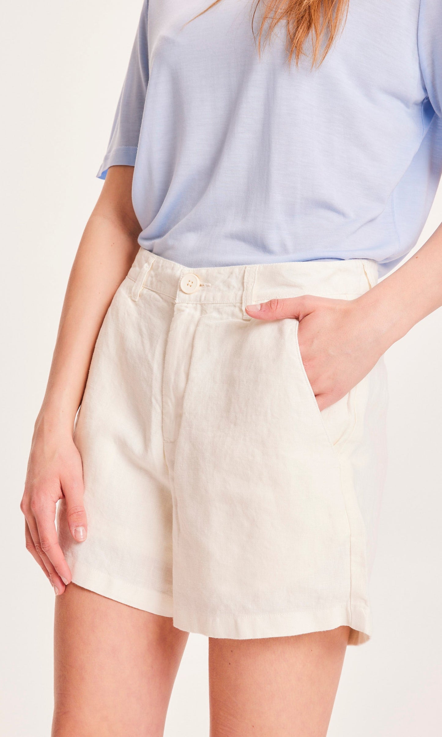 Short crème ample en lin biologique - SENNA loose shorts buttercream
