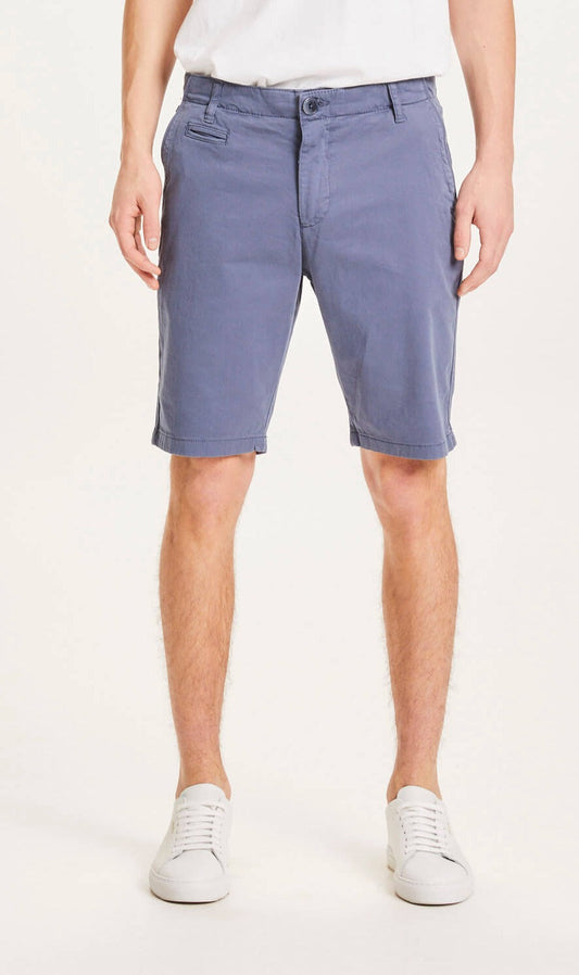 Short chino droit bleu clair en coton bio - vintage indigo