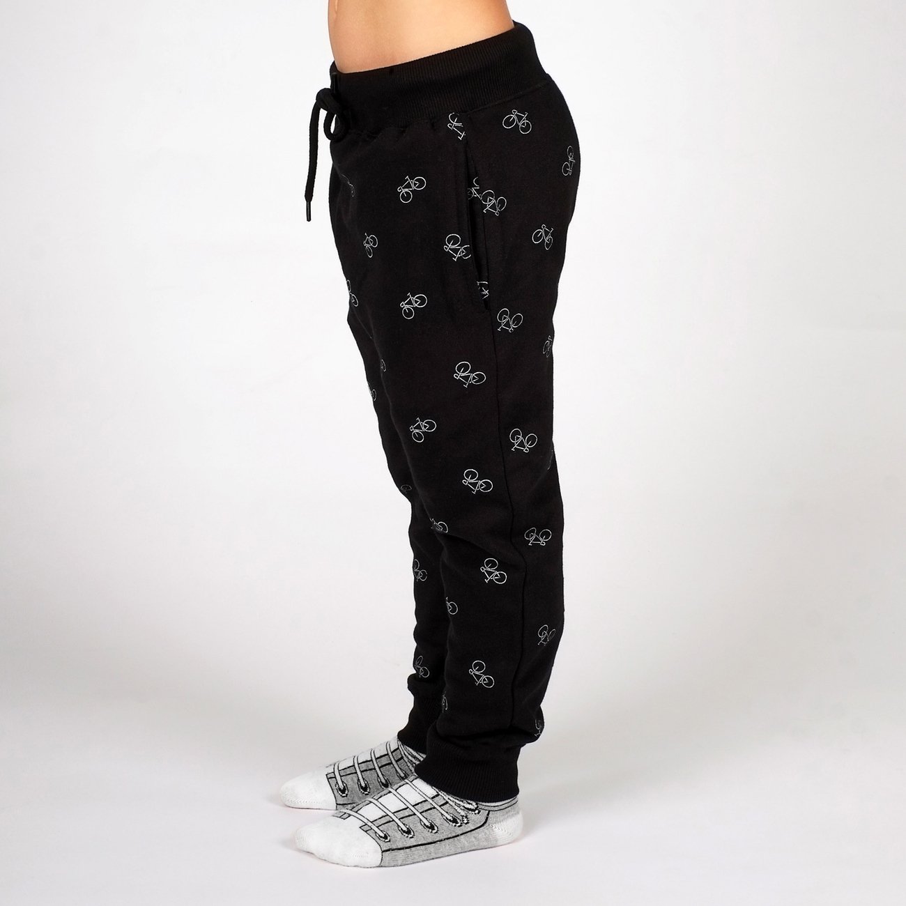 Jogging noir à motifs en coton bio - sweatpants tomelilla bike pattern black