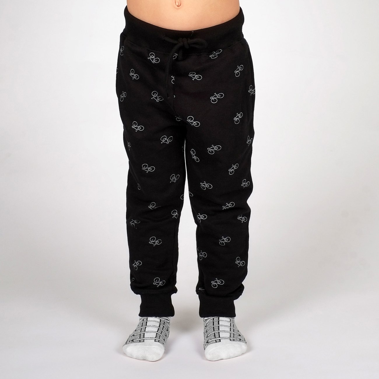 Jogging noir à motifs en coton bio - sweatpants tomelilla bike pattern black