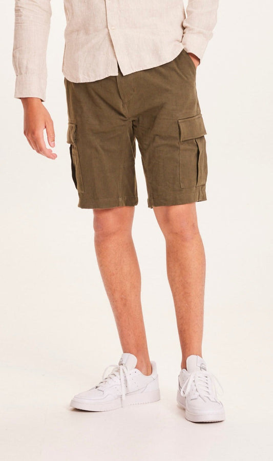 Short cargo kaki en coton bio - FIG utility trek twill shorts forrest night