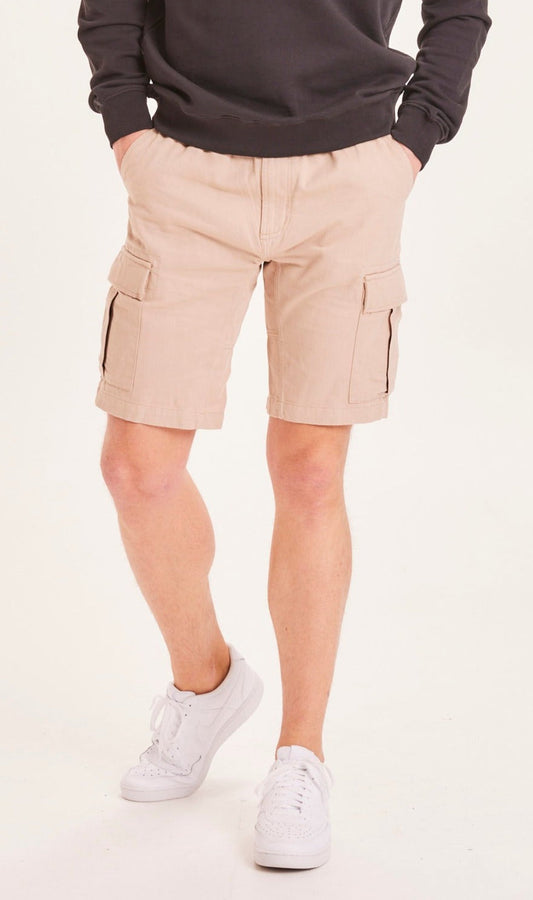 Short cargo beige en coton bio - FIG utility trek twill shorts light feather gray