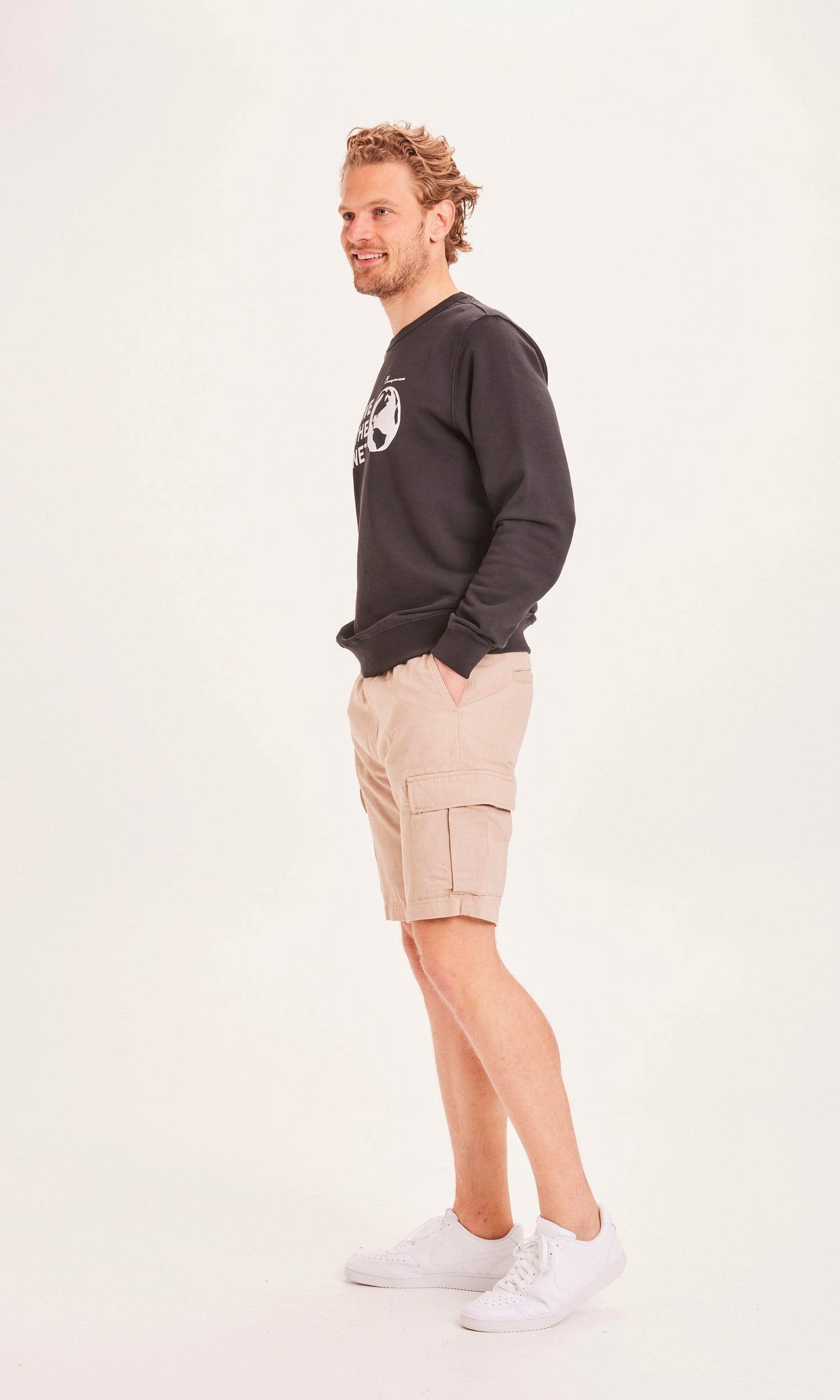 Short cargo beige en coton bio - FIG utility trek twill shorts light feather gray