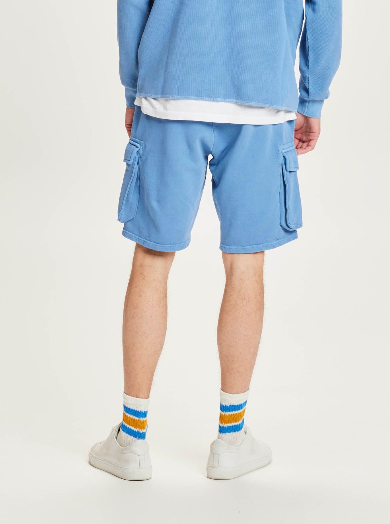 Short cargo bleu en coton bio - sweat shorts alaskan blue