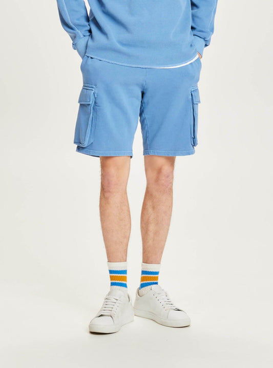 Short cargo bleu en coton bio - sweat shorts alaskan blue
