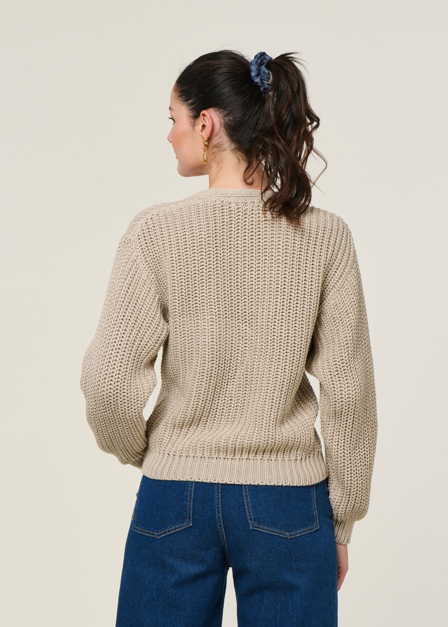 Gilet maille en coton bio | Beige 'lena ivory'