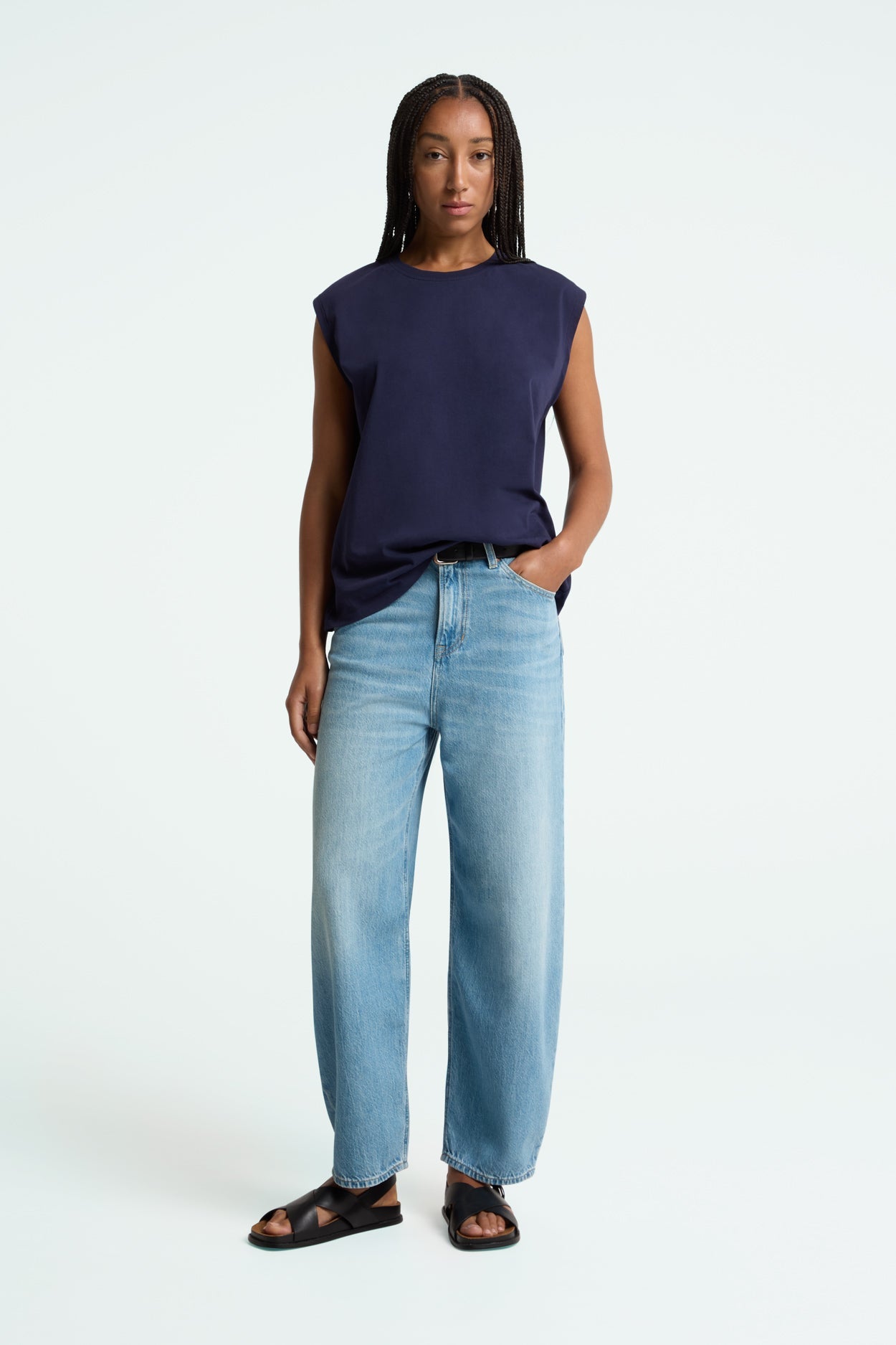 Jean ballon en coton bio et tencel | denim clair "leila - luiz super light"