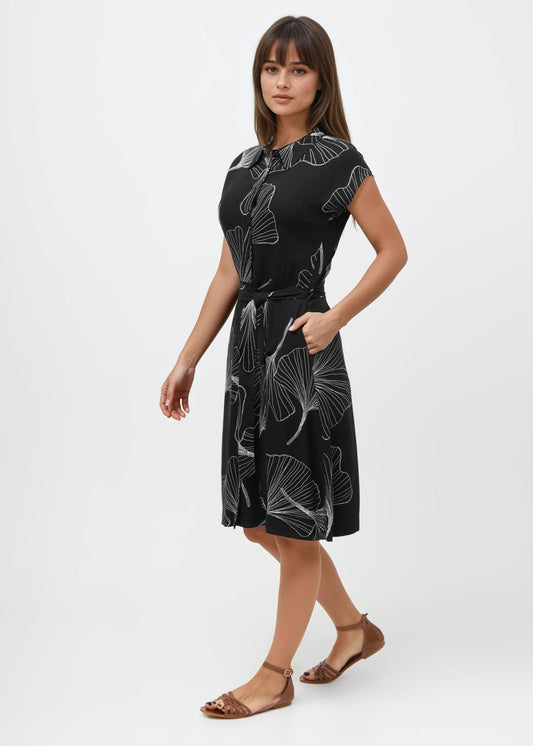 Robe longue en ecovero | noir "park bench breaks dress - black"