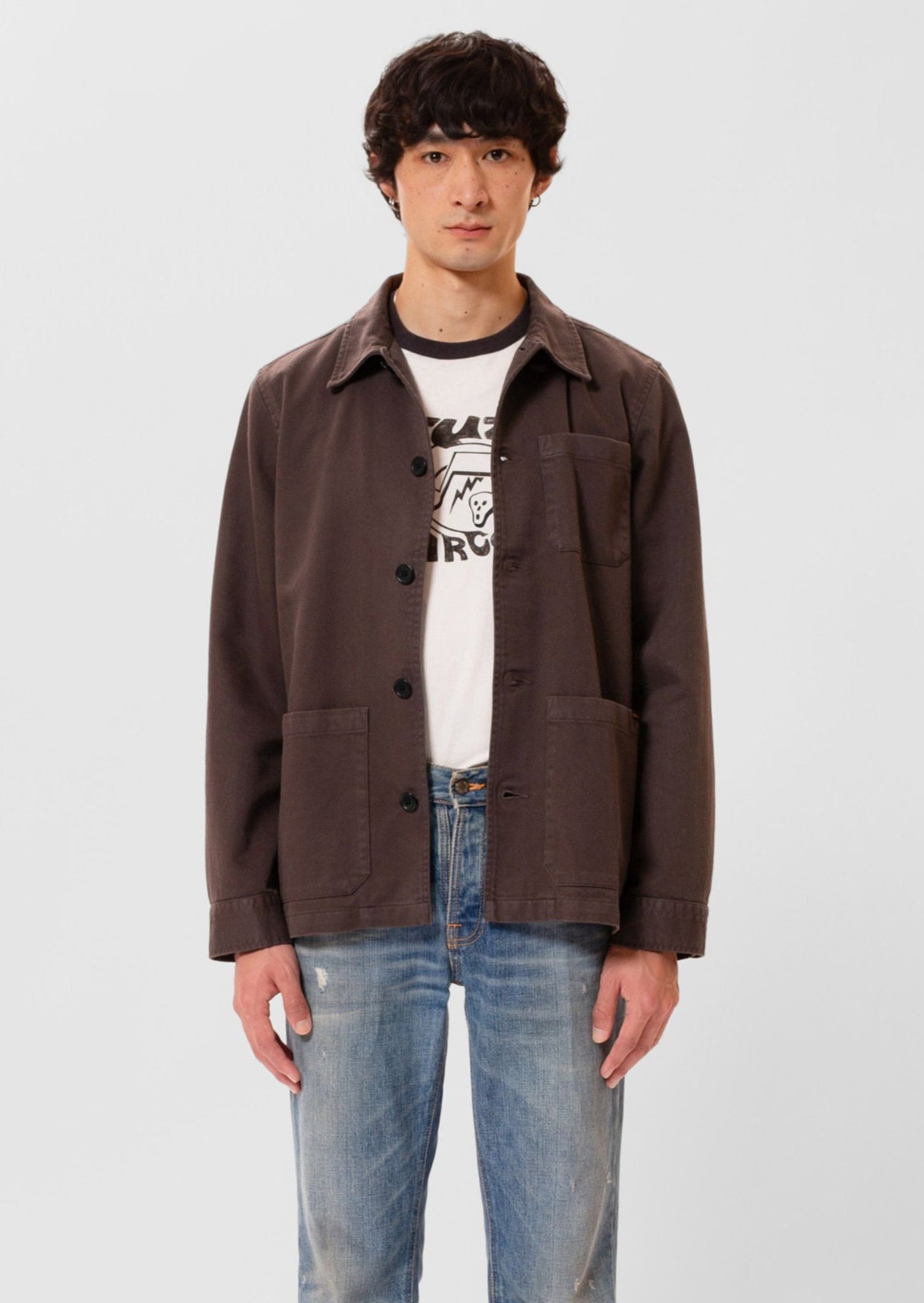Veste workwear en coton bio | marron "barney worker jacket mole"