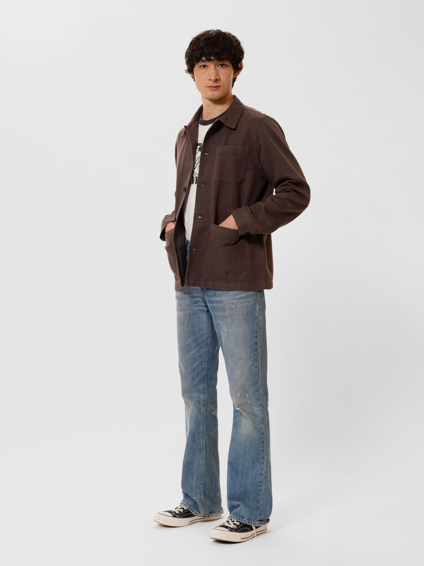 Veste workwear en coton bio | marron "barney worker jacket mole"