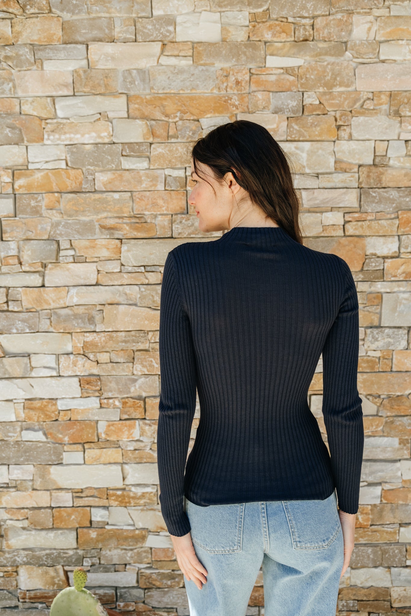 Sous-pull côtelé en coton bio | bleu nuit "alaania night sky"
