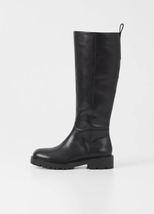 Bottes hautes en cuir certifié | Noir 'kenova black'