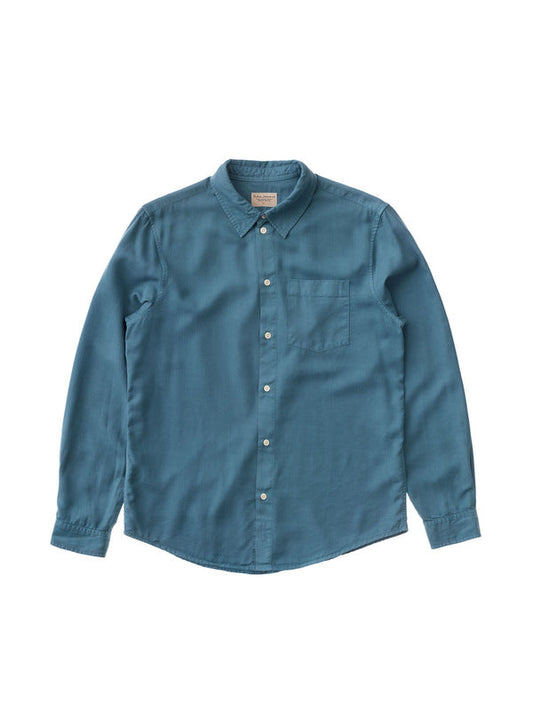 Chemise bleu pétrole en twill  - Chuck Smooth