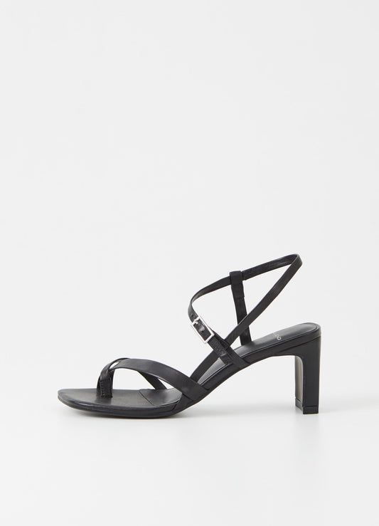 Sandales à talons en cuir certifié | Noir "luisa black"