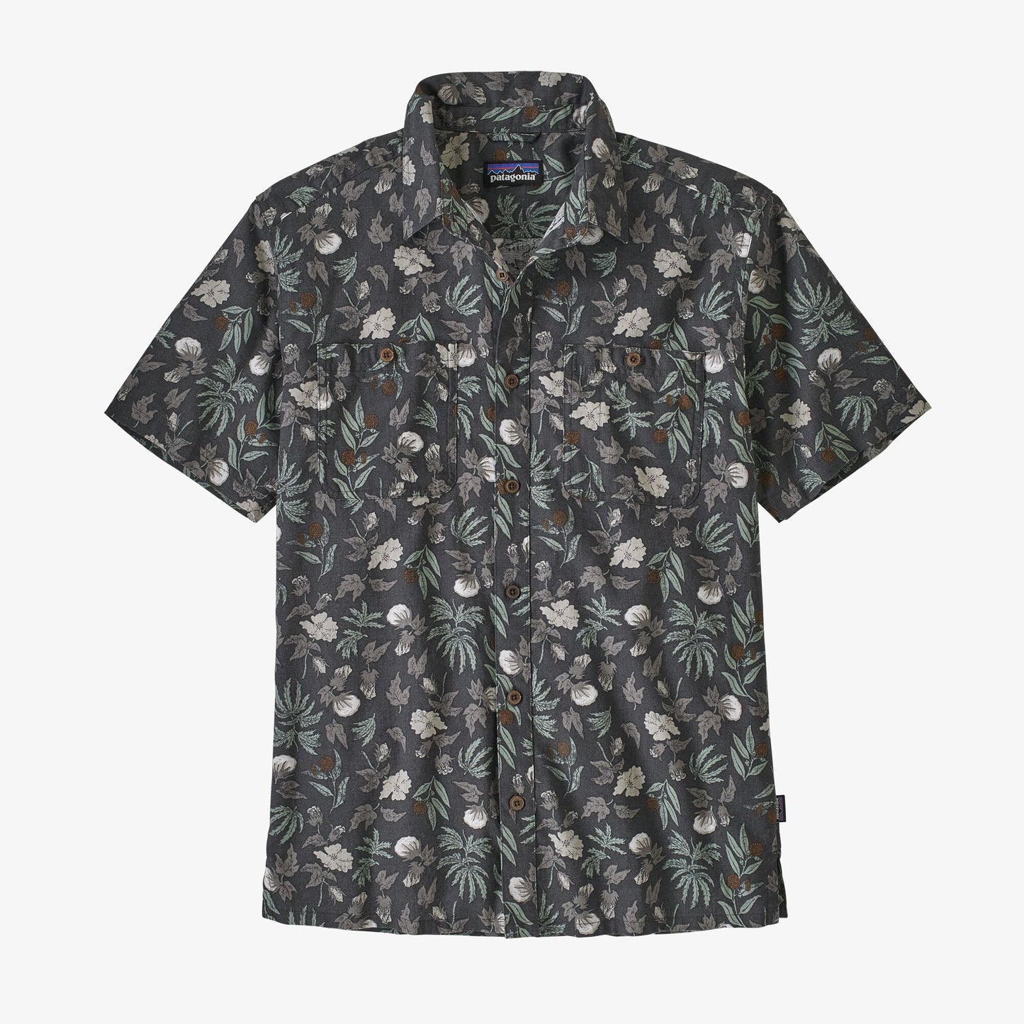 Chemise à manches courtes imprimé gris en coton bio