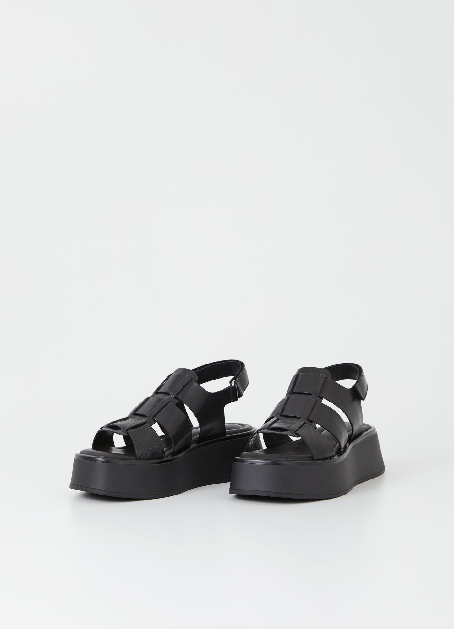 Sandales plateforme noires en cuir certifié - courtney