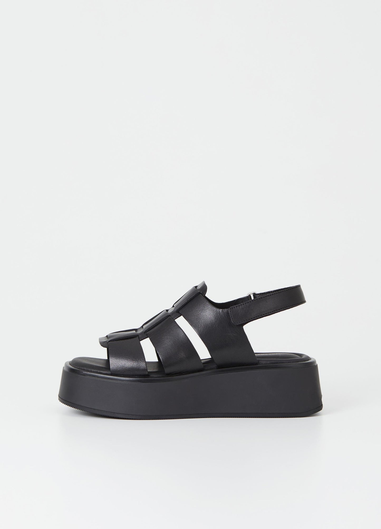 Sandales plateforme noires en cuir certifié - courtney