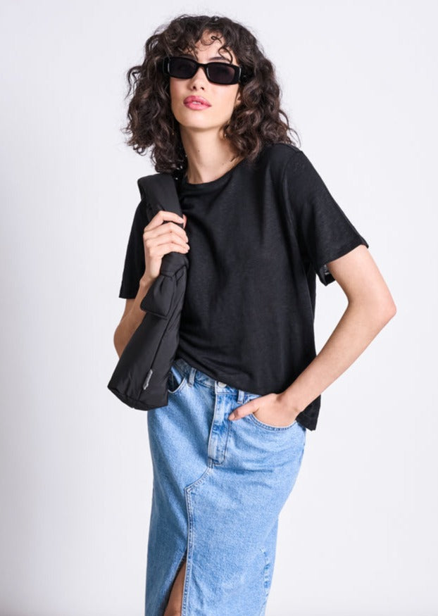 T-shirt en lin bio | noir "brims black"