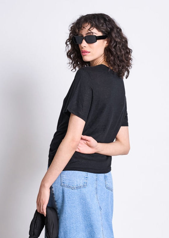 T-shirt en lin bio | noir "brims black"
