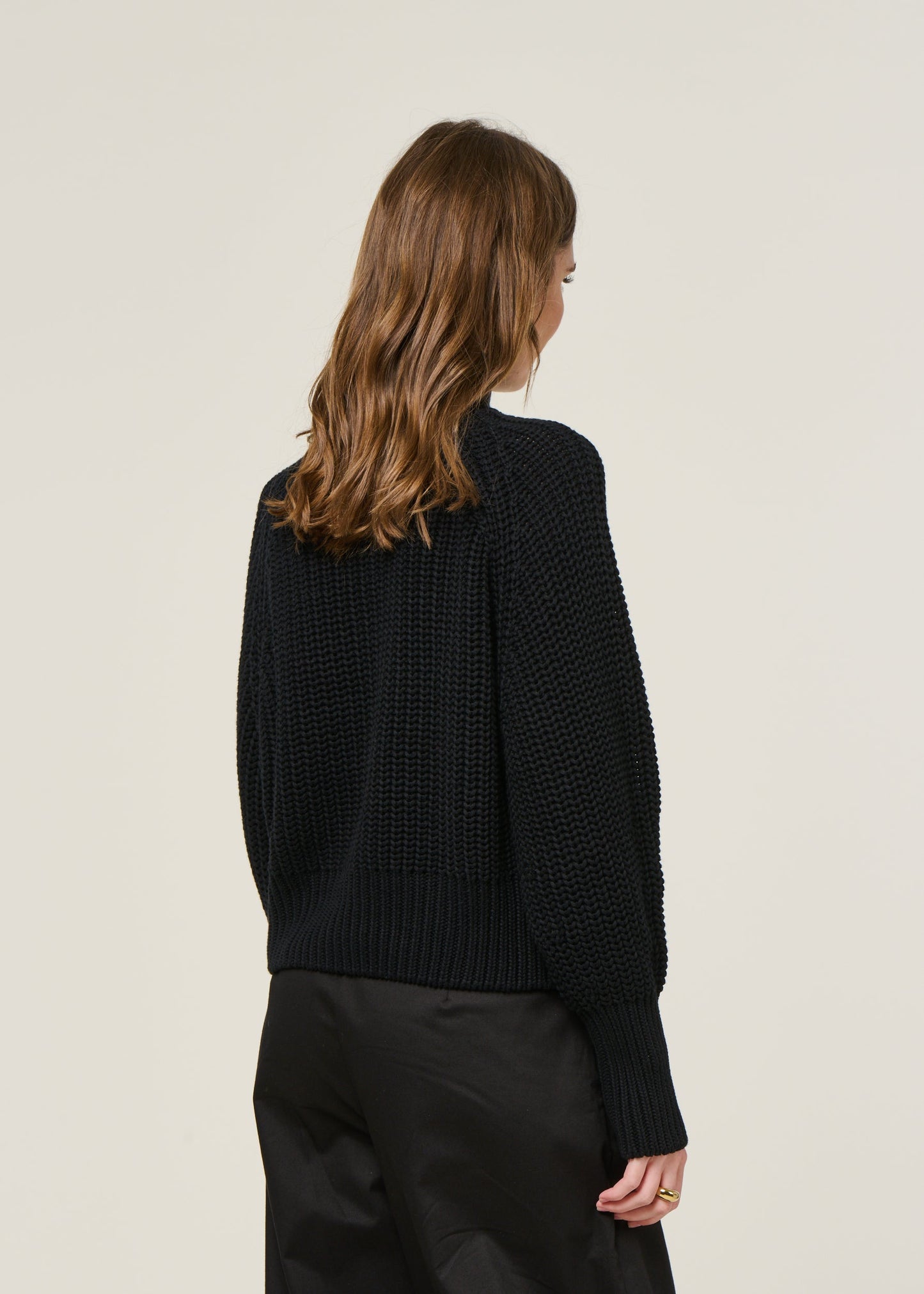 Pull maille en coton bio | noir "ola - black"