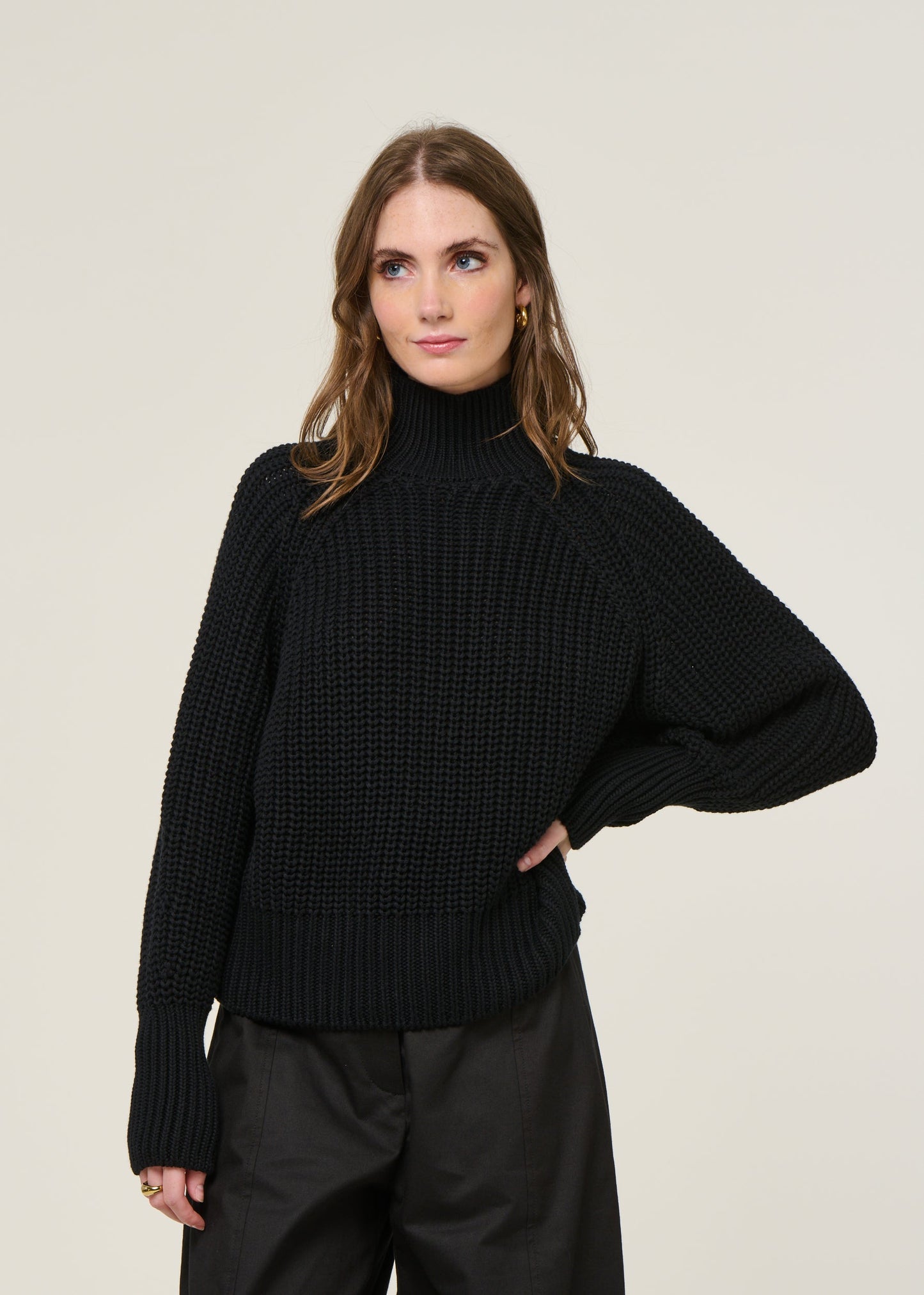 Pull maille en coton bio | noir "ola - black"