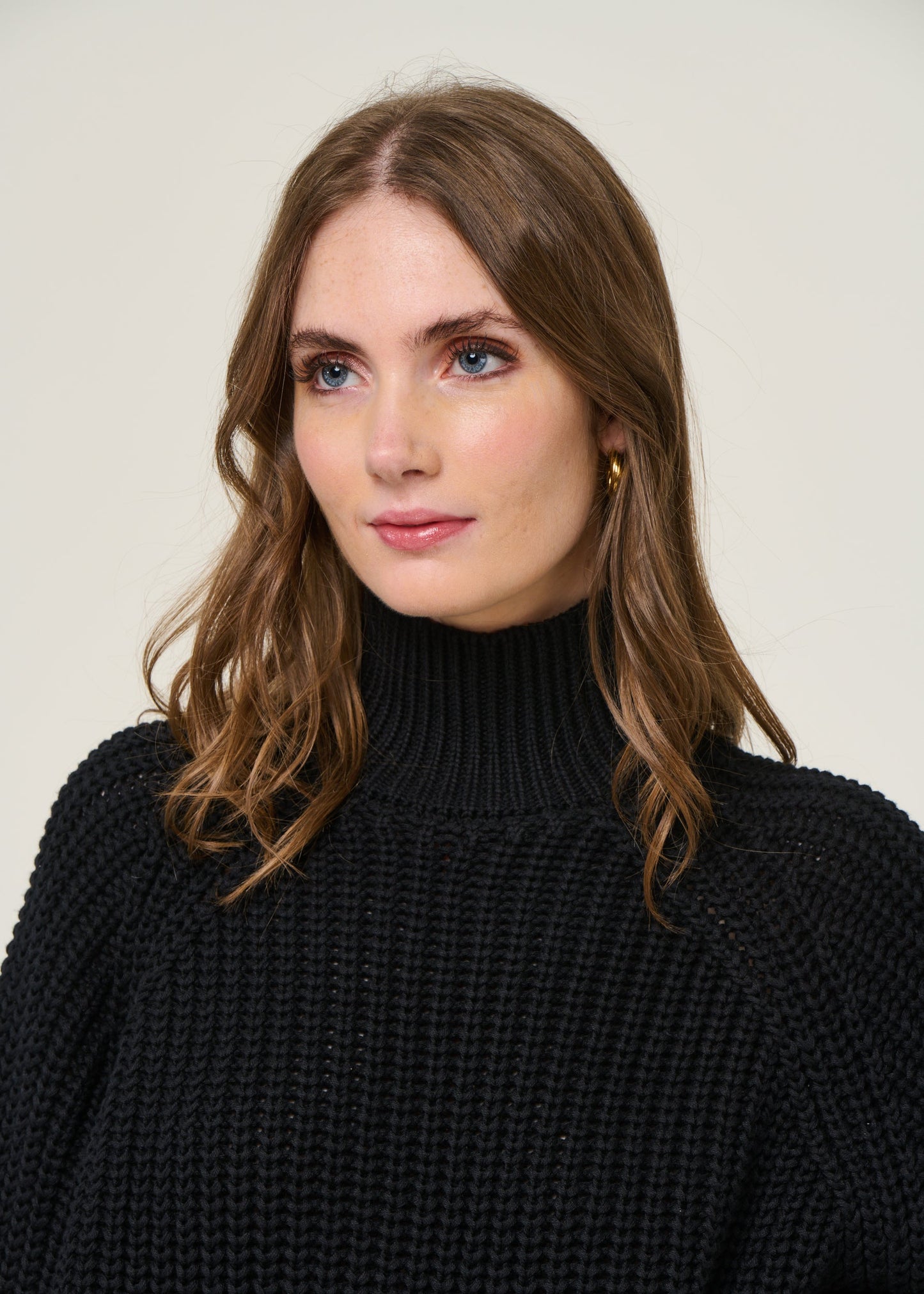 Pull maille en coton bio | noir "ola - black"