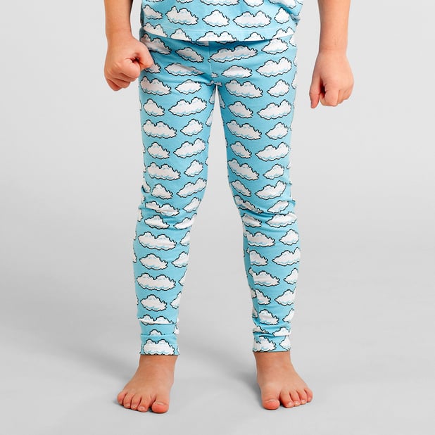 Legging bleu à motifs en coton bio - lummelunda clouds light blue