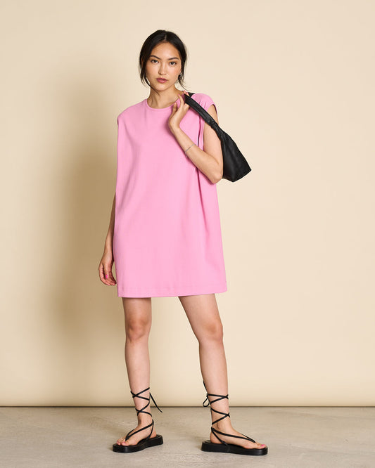 Robe t-shirt rose en coton bio - mini dress nanita mauve