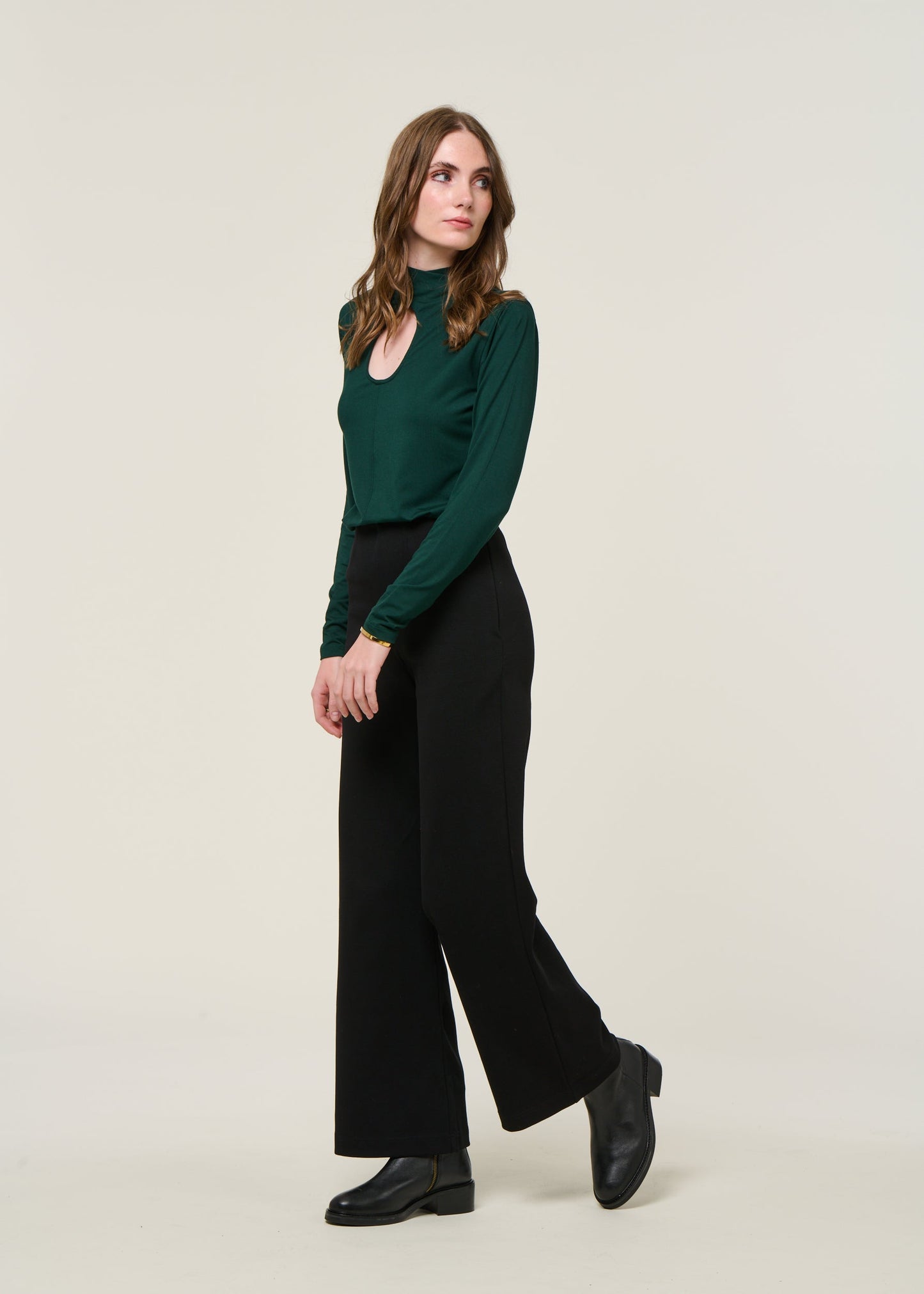 Pantalon evasé en coton bio | noir "kohra - black"