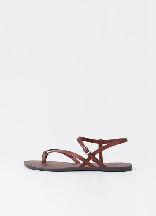 Sandales en cuir certifié | marron "tia 2.0 cognac"