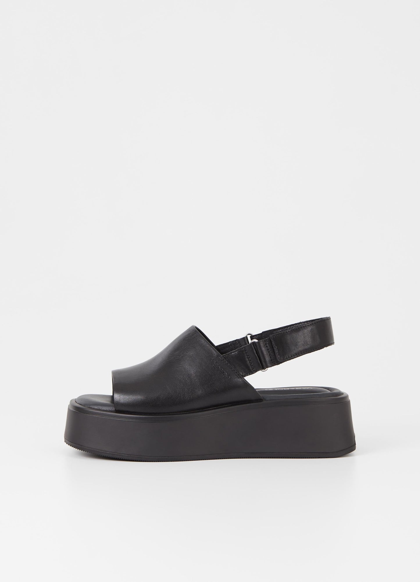 Sandales plateforme en cuir sans chrome | Noir "courtney black"