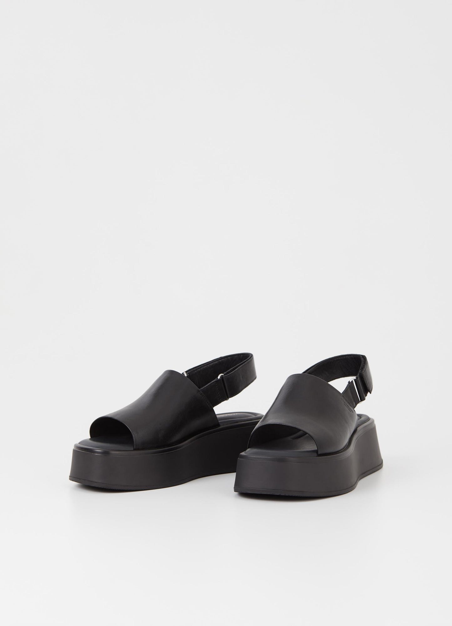 Sandales plateforme en cuir sans chrome | Noir "courtney black"