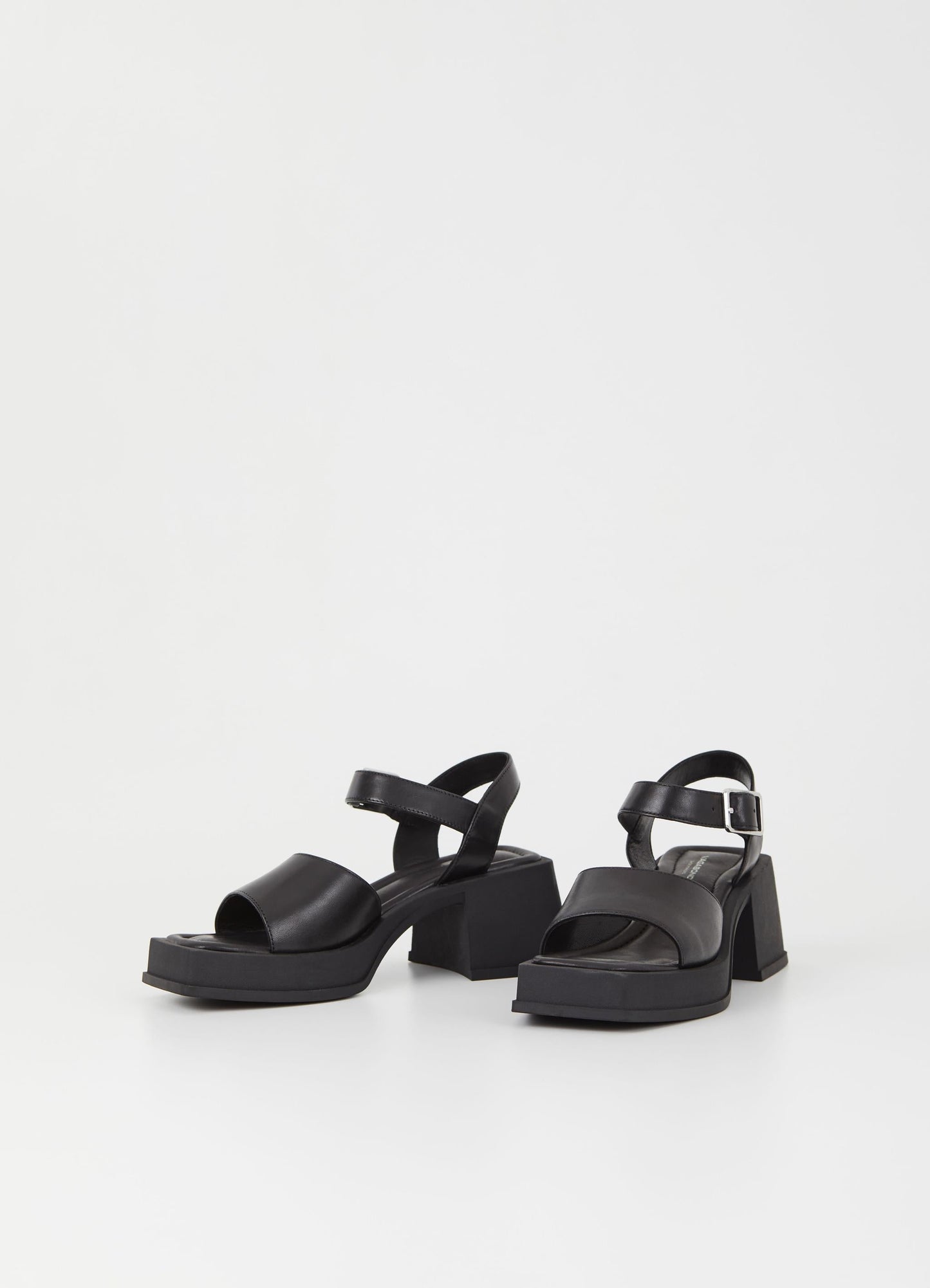 Sandales à talons en cuir certifié | Noir "hennie black"