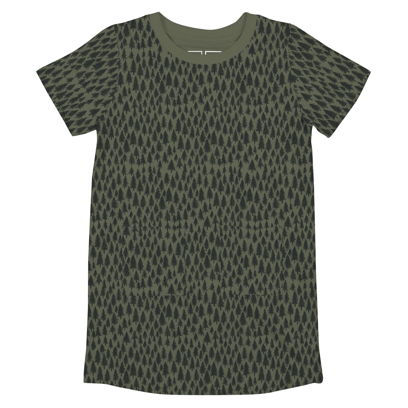 Robe t-shirt verte à motifs en coton bio - vetlanda trees leaf green