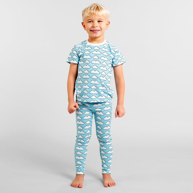 T-shirt bleu ciel à motifs en coton bio - hamra clouds light blue