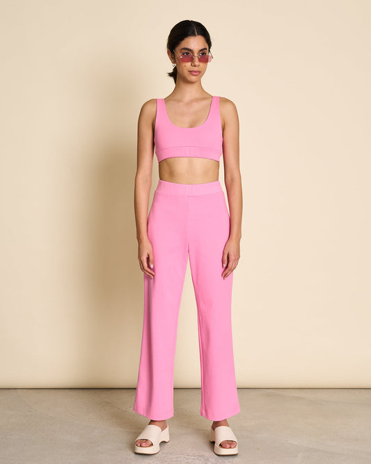 Pantalon ample rose framboise en coton bio - culotte moura raspberry