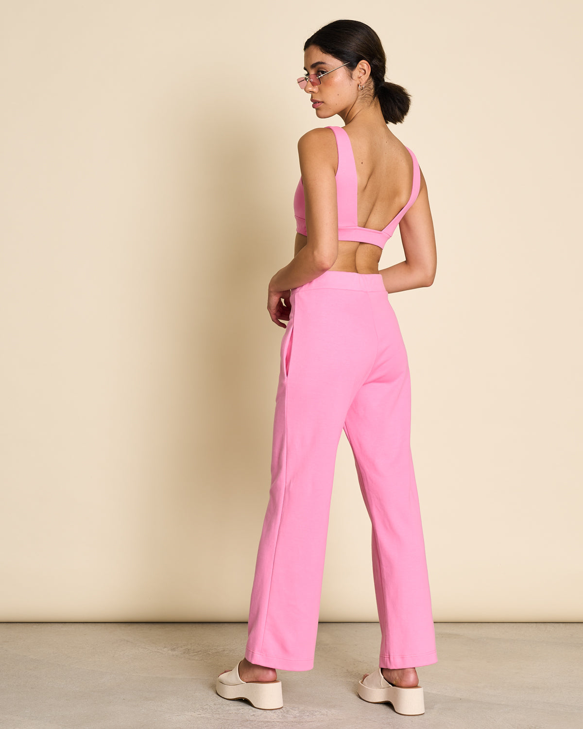 Pantalon ample rose framboise en coton bio - culotte moura raspberry