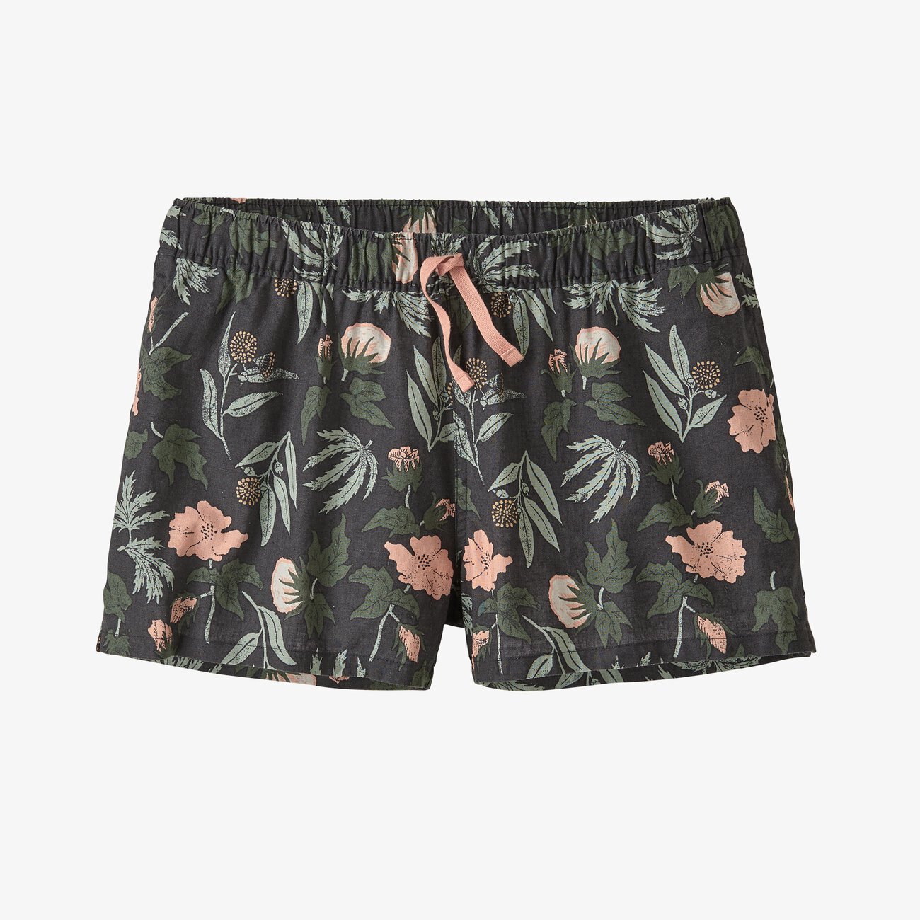 Short court imprimé fleuri en chanvre