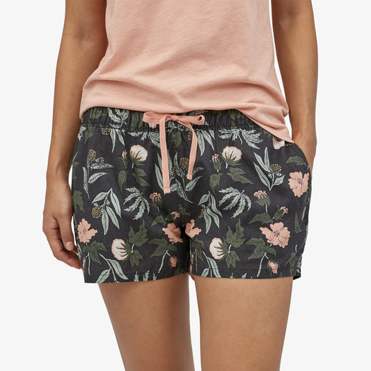 Short court imprimé fleuri en chanvre