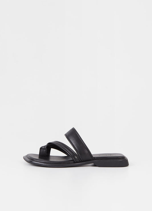 Sandales à lanières en cuir sans chrome | Noir "izzy black"
