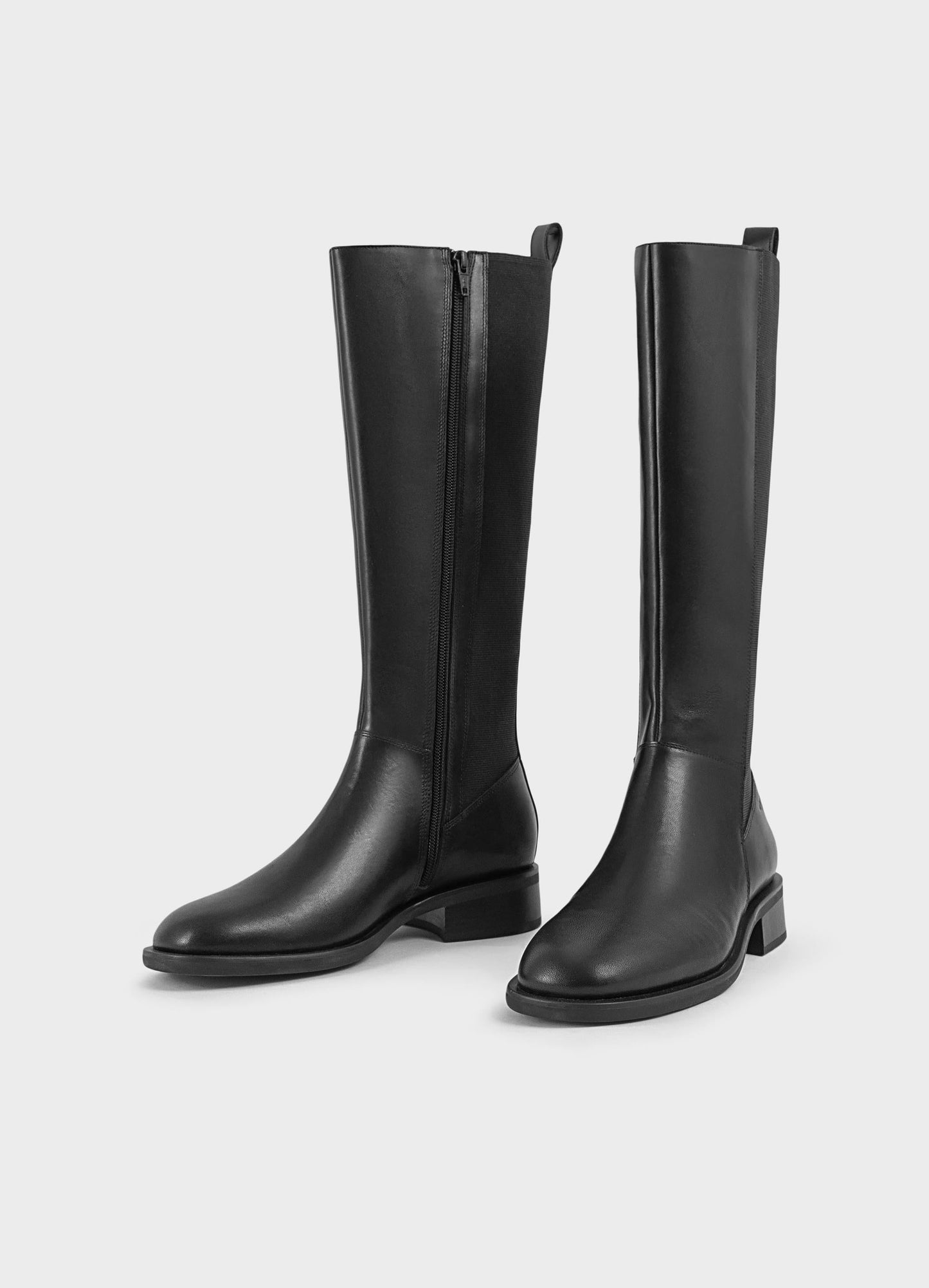 Bottes hautes en cuir certifié | noir "sheila - black"