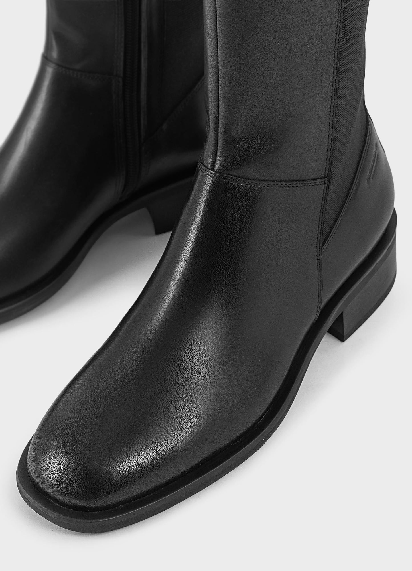 Bottes hautes en cuir certifié | noir "sheila - black"