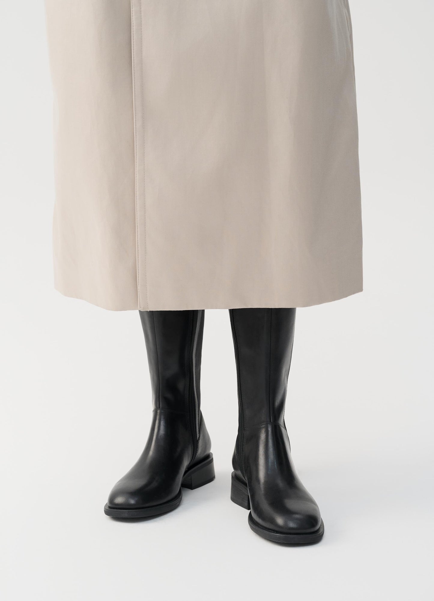 Bottes hautes en cuir certifié | noir "sheila - black"